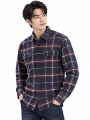 Sơ mi dài tay geogre sepia blue plaid