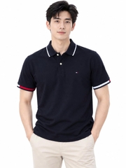 Polo tommy navy viền tay kẻ to