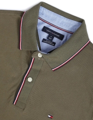 Tommy Hilfiger Tipped Collar Pique Knit Polo - Army Green