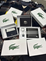 Sét ví lacoste đen trơn kèm móc khóa