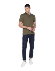 Tommy Hilfiger Tipped Collar Pique Knit Polo - Army Green