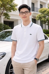 Polo Lacoste Contrast Neck Smart Paris - White