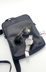 Túi Lacoste Gael Coated Canvas Slim Bag - Màu đen