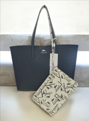 Túi nữ Lacoste 2 mặt đen - trắng