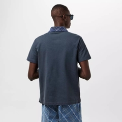 Polo-Shirt Burberry Check Collar Cotton - Navy