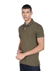 Tommy Hilfiger Tipped Collar Pique Knit Polo - Army Green