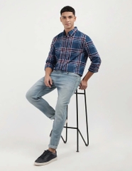 Sơ mi dài tay tommy hồng trắng kẻ nhỏ