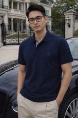 Polo-Shirt Burberry Logo-Embroidered Piqué - Navy