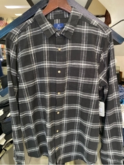Sơ mi dài tay geogre gel slub shirt đen kẻ
