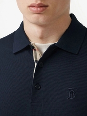 Polo-Shirt Burberry Logo-Embroidered Piqué - Navy