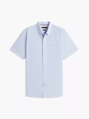 Tommy Hilfiger Regular Fit S/S Stripe Linen-Blend Shirt - Blue/White Stripe