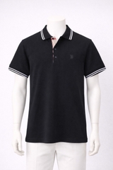 Polo Burberry TB đen kẻ cổ  - S
