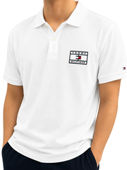 Polo tommy trắng logo ngực vuông