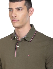 Tommy Hilfiger Tipped Collar Pique Knit Polo - Army Green