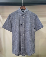 Sơ mi cộc tay Tommy caro đen trắng