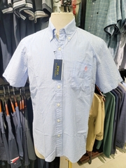 Sơ mi cộc tay Polo Raplauren Xanh nhạt kẻ - RL Untucked Fit