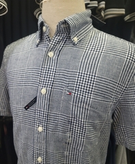 Sơ mi cộc tay Tommy caro đen trắng