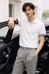 Polo Tommy Hilfiger Slim Fit Flag Tipped - Optic White