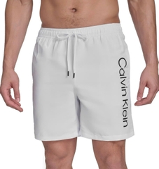 Calvin Klein Men's Volley Quick Dry Lightweight Swim Trunk - White