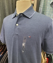 Polo tommy navy nhạt cổ kẻ sọc