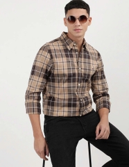 Sơ mi dài tay Tommy caro vuông vàng nâu đất