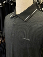 Polo Calvin Klein đen xám khuy bấm