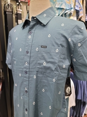 Sơ mi cộc tay Volcom xanh họa tiết giọt nước