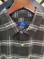 Sơ mi dài tay geogre gel slub shirt đen kẻ