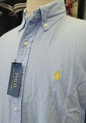 Sơ mi dài tay Polo Raplauren xanh trơn - Classic Fit