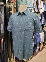 Sơ mi cộc tay Volcom xanh họa tiết giọt nước