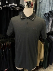 Polo Calvin Klein đen xám khuy bấm