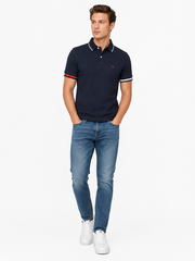 Polo Tommy Navy Regular - viền cổ trắng