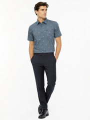 Sơ mi cộc tay Volcom xanh họa tiết giọt nước