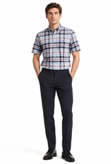 Sơ mi tommy caro xanh đỏ nhạt regular