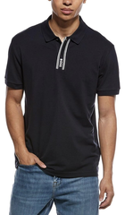 BOSS Men's Logo Collar Cotton Blend Polo Shirt - Navy zone
