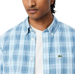 Sơ mi dài tay Lacoste Men's Check Print Stretch Shirt - Rill, Limestone, & Gipsy