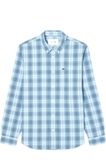 Sơ mi dài tay Lacoste Men's Check Print Stretch Shirt - Rill, Limestone, & Gipsy