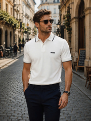 BOSS Mens Paul Polo Shirt Slimfit - White