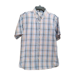 Sơ mi cộc tay Social Coast Men's Stretch Plaid Button Down - Cream / Navy-Blue-Pastel Pink