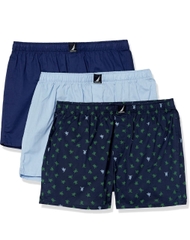 Quần Boxer Nautica Men's Cotton Woven 3 Pack - Blue
