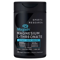 Viên uống bổ sung Magie Sports Research Magtein Magnesium L-Threonate 2000mg - Hỗ trợ sức khỏe não bộ, cải thiện giấc ngủ -135 viên