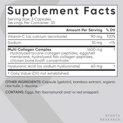 Sports Research Multi Collagen Complex – bổ sung collagen đa dạng, hỗ trợ chăm sóc da và xương khớp-180 viên
