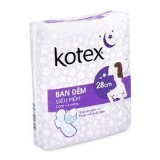 Băng vệ sinh Kotex  ban đêm mỏng cánh (28cm*3 miếng)