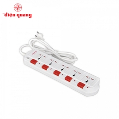 Ổ cắm điện quang ĐQ ESK 2W SM750SL (5lỗ, 3chấu, 5công tắc, dây 2m, màu trắng đỏ).