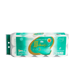 Giấy vệ sinh Hà Nội Silk không lõi, xanh (10cuộn, 3lớp),