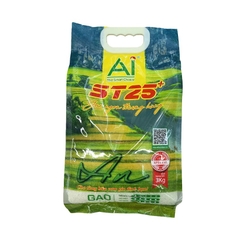 Gạo ST25, gạo ngon thượng hạng-AI, túi (3kg).