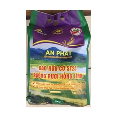 Gạo ST25, gạo hữu cơ ruộng tươi Hồng Lĩnh-An Phát, túi (5kg),