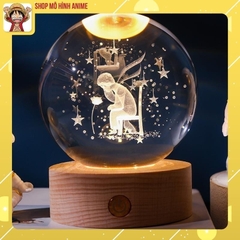 Quả Cầu Pha Lê 3D Phát Sáng Ban Đêm, Đế Gỗ Đèn Tích Điện Có Thể Sạc Lại, Quà Tặng Sinh Nhật, Quà Lưu Niệm