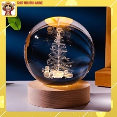 [Quà Tặng Giáng Sinh] Đèn Ngủ Quả Cầu Pha Lê Phát Sáng Hình Ông Già Noel, Decor Trang Trí, Quà Tặng Ngày Lễ Giáng Sinh