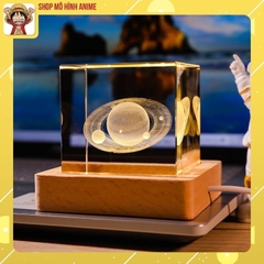 Đèn Ngủ Pha Lê Hình Lập Phương, Hệ Mặt Trời, Ánh Sáng Vàng, Bao Gồm Đế, Đèn Decor Trang Trí, Quà Tặng Người Thân